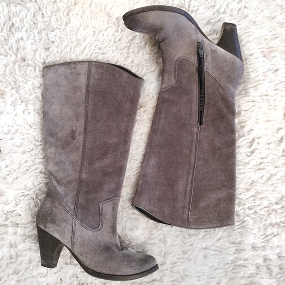 Bronx Distressed Grey Leather Boots - Picture 2 of 4